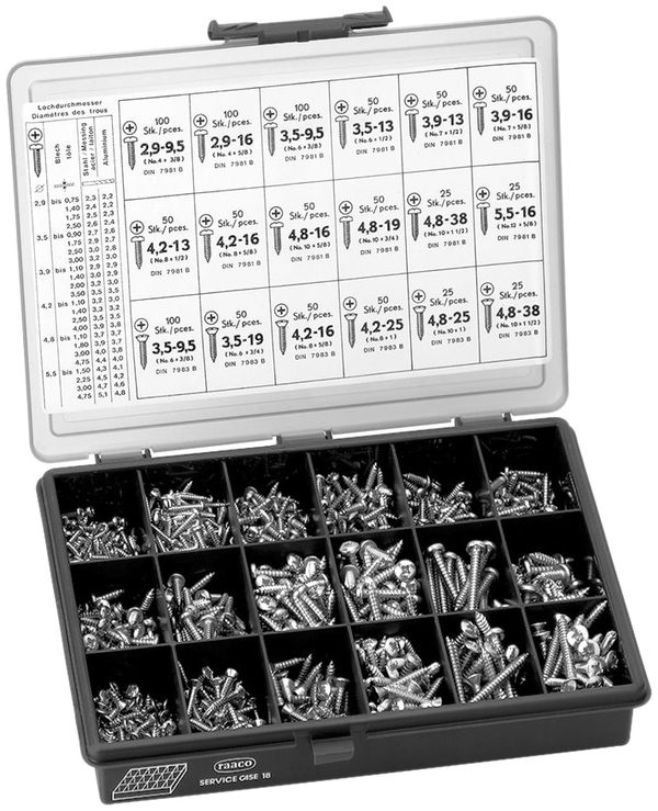 Assortiment de vis de tôle grande